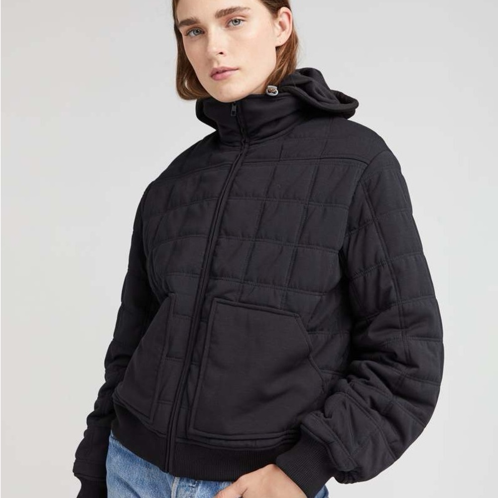 Richer Poorer Black Quilted Bomber Jacket with Hood